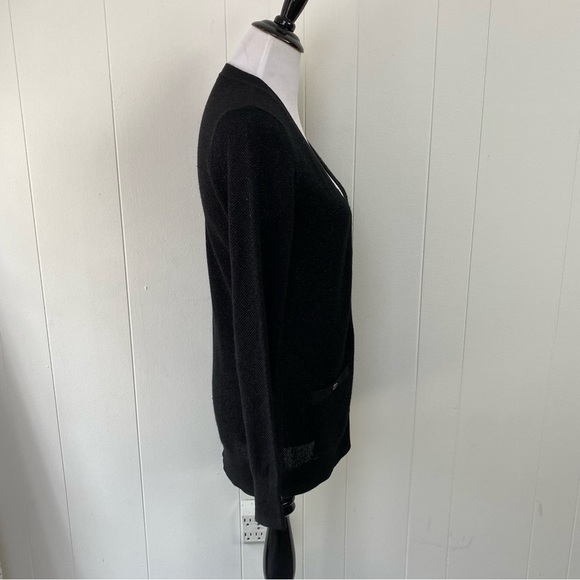 J. Mclaughlin Button Black Metallic Cardigan Sweater Women's Size Medium Long - Picture 7 of 15
